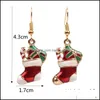 Dangle Chandelier Christmas Cartoon Womens Drop Earrings Alloy Father Snowman Tree Earring For Ladies Fashion Jewelry Delivery Ot9Xc