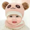 Hats Baby Hat Double Plush Ball Panda Autumn Winter Lightweight Dome Cap Scarf For Outdoor