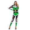 Kobiety Jumpsuits Rompers Fuuny świąteczne ubrania kobiety Cosplay Jumpsuit Drukuj Bodysuit Long Sleeve Party Festival Colthing Zipper Playsui