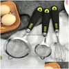 Baking Pastry Tools 3 Pieces Fine Mesh Sieve Manual Egg Beater Mixer Chocolate Pastries Bakery Diy Handle Accessories Drop Deliver Dhdyg