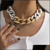 Girocolli 4 colori Big Chunky Collana a catena per donna Uomo 2021 Trendy Ccb Plastica Gold Sliver Color Choker Statement Collane 717 Q2 Dhcir