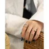 Cluster Rings SHANICE Punk Hip S925 Sterling Silver Open Ring Ins Niche Minimalist Round Pearl Smooth Party Men And Women Jewelry Gift