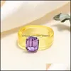 Solitärring Colorf Transparentes Harz Strass Einfache geometrische quadratische runde Ringe für Frauen Trendy Schmuck Geschenk Drop Lieferung Otskq