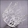 H￥rkl￤mmor Barrettes Vintage Rose Gold Round Crystal Wedding Tiara Queen Crown f￶r brudhuvudstycke Diaadem Prom Jewelry195b Drop D OT8IB