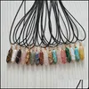 Искусство и ремесла Reiki Healing Jewelry Jewelry Natural Stane Cone The Pule Wrap Hexagonal Opal Amethysts Quartz Crystal Pendum Chakra Ожерелье Dhgcu