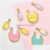 Charms So Cute10Pcs/Lot Apron Baby Bottle Enamel Metal Pendants Gold Base Fashion Jewelry Accessories For Diy Handmade Drop Delivery Dhmf9