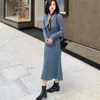 Casual Kleider Ein Stück Koreanische Pullover Kleid Frauen Vintage Schlank Büro Fischschwanz Frau Herbst Pullover Gestrickte Midi