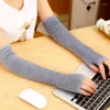 Knee Pads 1 Pair Women Stretch Soft Arm Warmer Long Sleeve Fingerless Gloves Winter Wrist Hand Knitted Mitten