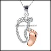Pendant Necklaces Fashion Baby Birthday Foot Necklace Copper Shining Cute Cubic Zircon Mothers Day Family Jewelry Holiday Gifts Drop Dh10S