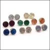 Sztuka i rzemiosło moda złota okrągła żywica 12 mm Druzy Drusy Studs For Women Biżuteria Downis