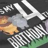 Erkek Tişörtleri 4. Doğum Günü Çocuk Safari Hayvanat Bahçesi Hayvan Fan 4 Yıllık T-Shirt Baskı Oyunları Toptan Kıyafetler Sevimli Cosplay Artı Beden Giysileri