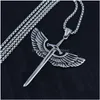 Hanger kettingen mode sieraden punk cross ketting mannen hiphop angel wing drop levering hangers dhant