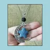 Arts And Crafts Fashion Sier Color Starfish Lava Stone Moon Necklace Volcanic Rock Aromatherapy Essential Oil Diffuser For Women Jew Dhpyb