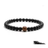 Perlé Brin Minimaliste Obsidienne Bracelet Pour Hommes 8Mm Bois Rond Naturel Bouddha Braclet Yoga Méditation Bijoux Brassard Psera Drop Dh3Uz