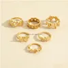 Bagues de bande Bijoux de mode Knuckle Bague Set Gold Sier Coeur Ailes Cupidon Papillon Skl Thorn Stacking Midi Ensembles 6pcs / Set Drop Livraison Dhwdv