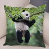 Pillow Lovely Panda Printed Cover For Sofa Home Car Decor Cute Wild Animal Pillowcase Soft Short Plush Case 45 45cm