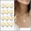 Collares colgantes Simple 12 Collar de signo del zodiaco para oro Sier Rose Coin Constelación Cadenas de encanto Joyería de moda en BK Drop Deliv Othm4