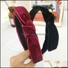 Headbands Elegant Veet Bow Hairband For Wedding Party Women Hair Accessories Knotted Headwrap Head Bands Black Red Hoop Drop Deliver Ottdm