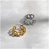 Cluster Rings Punki Gold Sier Color Chunky Link Twisted Geometric Chain Ring for Women Vintage Open Justerbar 2021 Trendy Drop Deli Dhrnk