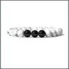 Charm Bracelets Natural Stone For Women Men Handmade 8Mm Yoga Beads Bangle Black Matte Agate Tiger Bracelet Fashion Jewelry B574S F Dhkma