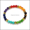 Charm armband 7 chakra stretch armband naturlig ametist agat tiger stenar armband helande reiki bön nce pärlor för män kvinnor je dhhgu