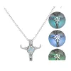 Médaillons Mode Lumineux Bl Tête Pendentif Colliers Pour Les Femmes Glow In The Dark Stone Cage Ouvert Sier Chaînes Bijoux Bk Drop Delivery Pe Ot2Wo