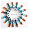 Konst och hantverk mode Hexagonal Glass Colorfl Pelar Point Charm Hängen för smycken halsband som gör droppleverans hem trädgård dhbpz