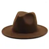 Bérets vintage unisexe panama laine feutre fedora chapeaux dames largeur brim trilby cowboy chapeau mode jazz capwide simples hommes