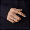 Cluster Rings Punki Gold Sier Color Chunky Link Twisted Geometric Chain Ring for Women Vintage Open Justerbar 2021 Trendy Drop Deli Dhrnk