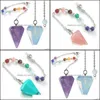 Kunst en ambachten klein formaat natuursteenpendum voor drongen amethists lapis opaal kristal kegel genezende chakra ketting zeshoekige hanger dh6fa