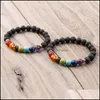 Charm armband naturlig lava sten elastisk armband f￶r kvinnor m￤n 7 chakra smycken yoga energi aromaterapi armbana dhs b124s f drop d dhc2l