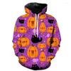 Herrtröjor 2023 Halloween Pumpkin Lantern 3D Printed Street Hip-Hop Hoodie Size XXS-6XL