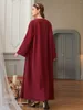 Vêtements Ethniques Donsignet Rouge Foncé Appliques Diamant Robe Musulmane Arabe Cardigan Ouvert Kimono Mode Femmes Moyen-Orient Abaya Turquie Robe