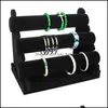 Jóias Black Veet 3tier Bracelet Watch Bangle Display Showcase TBAR Storage Colar Organizer 442 H1 Drop Delivery PAC DHWD7