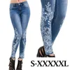 Kvinnors jeans mode stretch broderad för kvinnor elastiska blomma kvinnliga smala denim byxor 2023 mönster pantalon femme