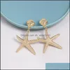 Dangle Chandelier Fashion 2021 Big Sightated Shiny Star Drop أقراط للنساء Summer Sea Starfish Metal Dite Gift 140c3 D Dhhtz