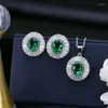 Collier boucles d'oreilles ensemble élégant Zircon mariée bijoux dîner robe accessoires blanc vert rouge bleu pour choisir