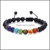 Charm Armband Natural Stone Yoga Beads Handmade fl￤tat reparmband 7 Chakra Justerbar handstr￤ng unisex smycken DHS B739S DRO DHLUK