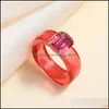 Solitärring Colorf Transparentes Harz Strass Einfache geometrische quadratische runde Ringe für Frauen Trendy Schmuck Geschenk Drop Lieferung Otskq