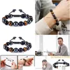 Beaded Strand D0Lc 10Mm Natural Threecolor Stone Bracelet Tiger Eye Black Gallstone Light Beads Healing For Nce Drop Delivery Jewelr Dh7Si