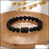 Perline di pietra nera perline 12 Constellation Coppia Bracciale Uomo Bracciali per donna Pseras Moda Mascina Hombre Uomo Uomo Gioielli Drop De Dhf3H