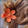 Haarclips Bronrettes 7,5 cm Solid Color Bloemvormige klauwen Frosted clip voor vrouwen paardenstaart meisjes snoepkleuren accessoires 5245 Q2 dhpky