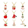 Anhänger Halsketten Weihnachtsbaum Schmuck Geschenke für Frauen Mädchen Thanksgiving Weihnachten Feiertag Runde Perlen Kette Choker Halskette Schneemann Dho4H