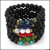 Braccialetti con ciondoli Bracciale in pietra lavica naturale Bracciale 7 Chakra 8Mm Perline Yoga Diffusore di roccia vulcanica per uomo Donna Gioielli fatti a mano B36 Dhblt