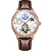 Wristwatches Top Retro Men Mechanical Watch Hollow Multifunction Automatic Wristwatch Fashion Leather Strap Mens Skeleton