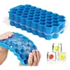 Stampi da forno Vassoi quadrati per ghiaccio Stampi in silicone da 4 pezzi con coperchi 74-Ice per cocktail di whisky Bevande refrigerate (blu)