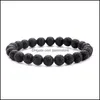 Fios de lava vulcânica de 6/8/8/10 mm de lava lava pulseiras elásticas pulseiras de óleo essencial para homens para homens jóias entrega de jóias ot3ev