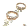Bracelets de charme Elastic da moda 3 cores pe￧as c￭rculo de c￭rculos Bangle menina Cristal feminino para entrega de j￳ias de alta qualidade OteBP