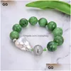 Beaded Strands Jewelry 8 16mm Natural Facettered Red Green Ruby Zite Stone White Keshi Pearl Armeletbeaded Drop Leverans Armband Dhmoz