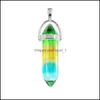 Arts And Crafts Colour Grad Glass Crystal Hexagon Healing Chakra Pendants Charms For Diy Earrings Necklace Jewelry Making Drop Deliv Dhba1